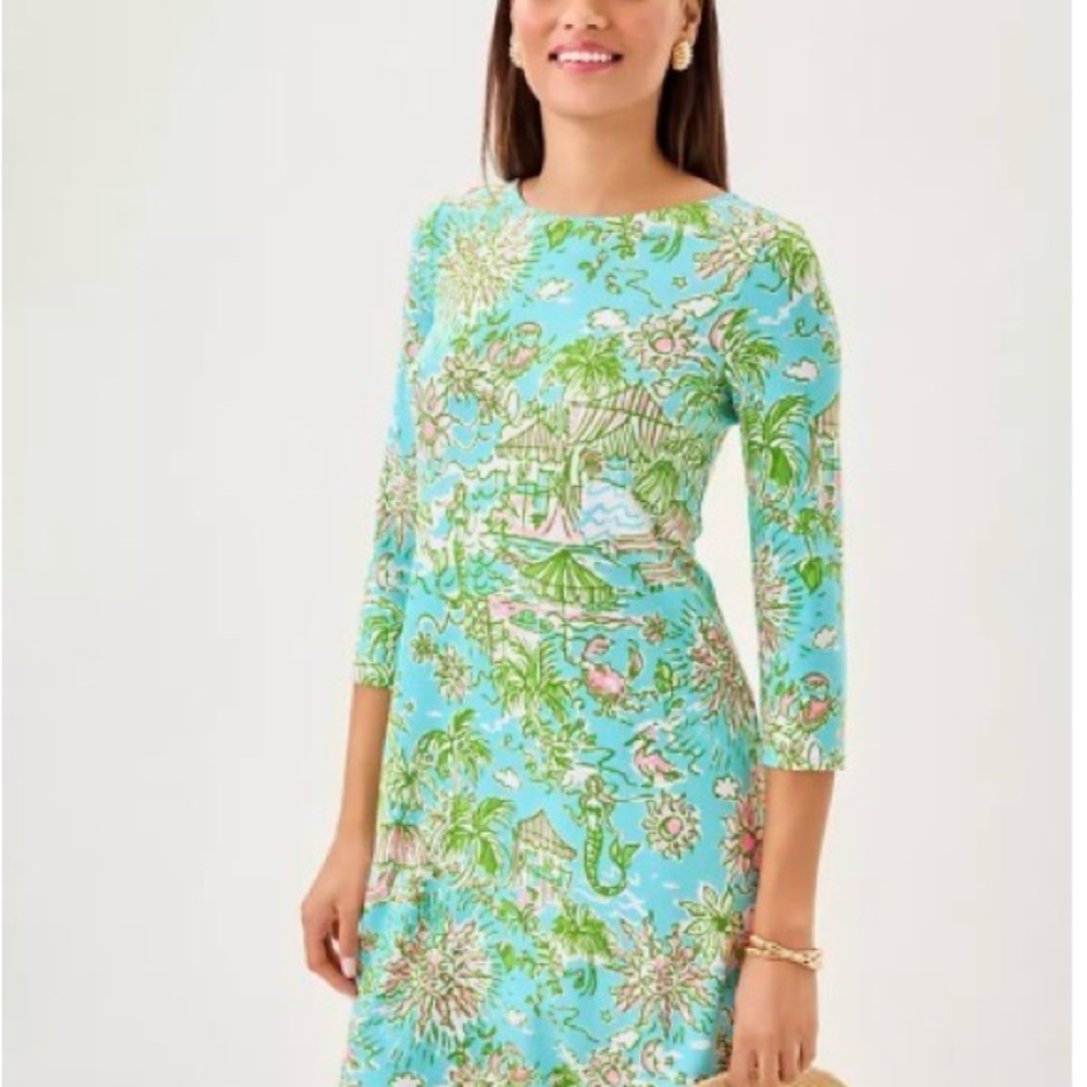 Ophelia Lilly Pulitzer Floral Print Blue Dress